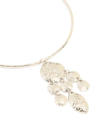 Silver Organic Circle Pendant Torque Necklace - link has visual effect only