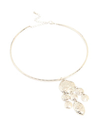 Silver Organic Circle Pendant Torque Necklace - link has visual effect only