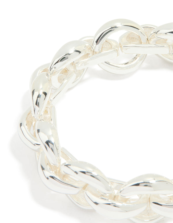 Silver Thick Rolo Chain Bracelet