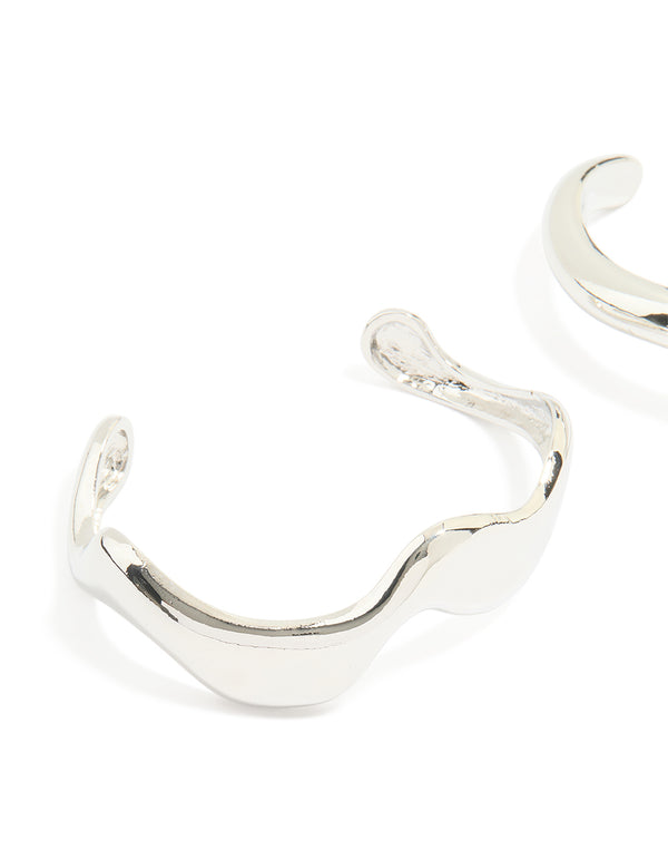 Silver Organic Small Wave Wrist Cuffs 2-Pack
