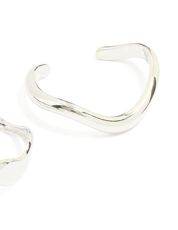 Silver Organic Small Wave Wrist Cuffs 2-Pack