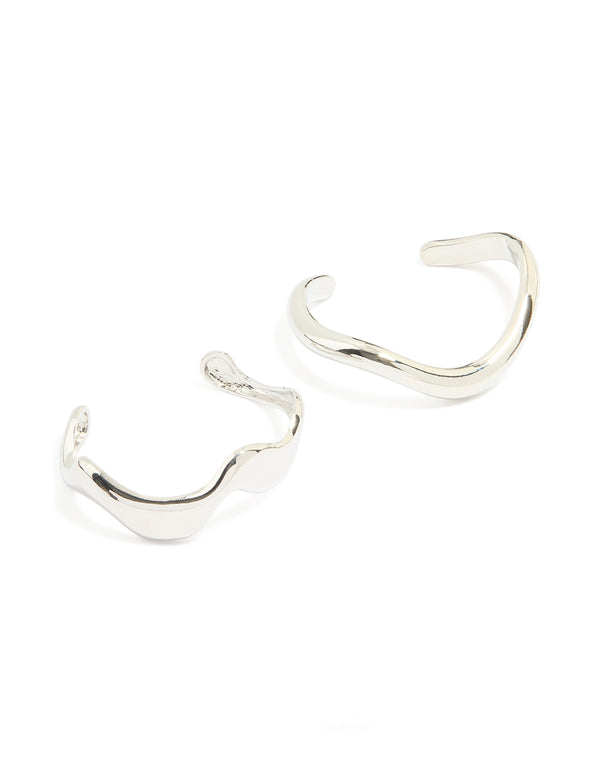 Silver Organic Small Wave Wrist Cuffs 2-Pack