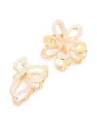 Gold Acrylic Edge Flower Claw Clips 2-Pack - link has visual effect only