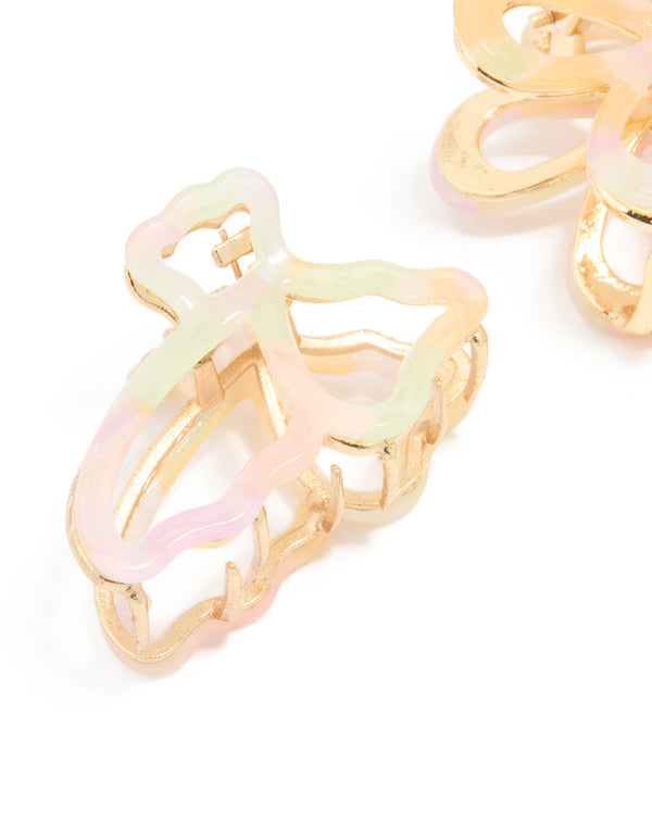 Gold Acrylic Edge Flower Claw Clips 2-Pack