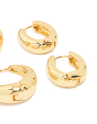 Gold Plated Thick Small & Large Huggie Earrings 2-Pack - link has visual effect only
