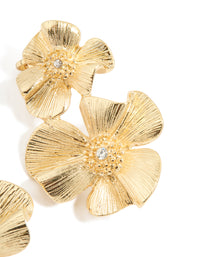 Gold Plated Floral Crawler Earrings - link has visual effect only