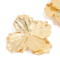 Gold Plated Large Organic Petal Flower Earrings - link has visual effect only