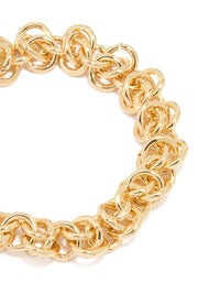Gold Plated Chunky Interwoven Link Bracelet - link has visual effect only