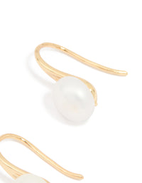 Gold Plated Freshwater Pearl Small Hook Earrings - link has visual effect only