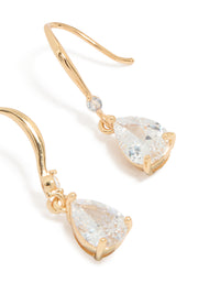 Gold Plated Cubic Zirconia Teardrop Hook Earrings - link has visual effect only