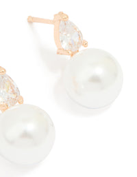 Gold Plated Cubic Zirconia & Pearl Teardrop Earrings - link has visual effect only