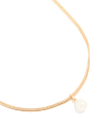 Gold Plated Freshwater Pearl Snake Chain Pendant Necklace - link has visual effect only
