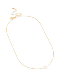 Gold Plated Freshwater Pearl Dainty Snake Chain Necklace - link has visual effect only