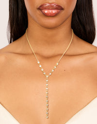 Gold Plated Bezel Cubic Zirconia Y-Necklace - link has visual effect only