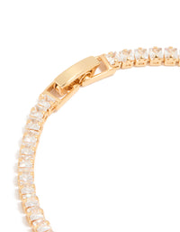 Gold Plated Cubic Zirconia Square Baguette Tennis Bracelet - link has visual effect only