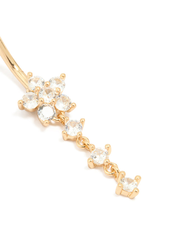 Titanium Cubic Zirconia Butterfly Drop Belly Bar