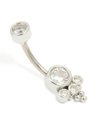 Titanium Cubic Zirconia Ornate Belly Bar - link has visual effect only