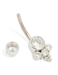 Titanium Cubic Zirconia Ornate Belly Bar - link has visual effect only