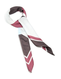 White Chocolate Brown & Red Fabric Geometric Square Print Scarf - link has visual effect only