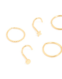 Surgical Steel Nose Stud & Ring 6-Pack - link has visual effect only