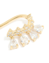 Gold Plated Cubic Zirconia Detailed Single Ear Cuff - link has visual effect only