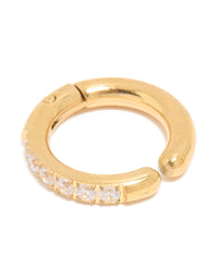 Gold Plated Brass Cubic Zirconia Hinged Single Ear Cuff - link has visual effect only