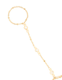 Waterproof Gold Plated Stainless Steel Cubic Zirconia Dainty Layered Hand Chain - link has visual effect only