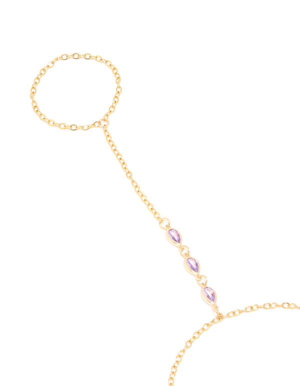 Waterproof Gold Plated Stainless Steel Cubic Zirconia Hand Chain