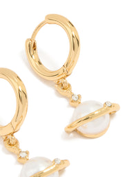 Gold Plated Pearl Planet Mini Earrings - link has visual effect only