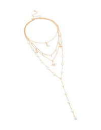 Gold Celestial Pearl Layered Y-Necklace - link has visual effect only