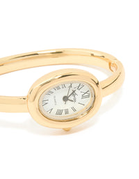 Gold Oval Bangle Watch - link has visual effect only