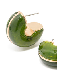 Gold Green Acrylic Small C-Hoop Earrings - link has visual effect only