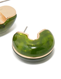 Gold Green Acrylic Small C-Hoop Earrings - link has visual effect only
