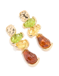 Gold Neutral Resin Molten Mixed Drop Earrings - link has visual effect only