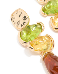 Gold Neutral Resin Molten Mixed Drop Earrings - link has visual effect only