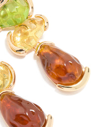 Gold Neutral Resin Molten Mixed Drop Earrings - link has visual effect only