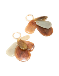 Gold Multicoloured Shell Chandelier Hoop Drop Earrings - link has visual effect only