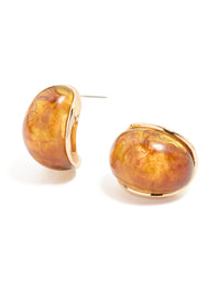 Smoky Acrylic Oval Stud Earrings - link has visual effect only