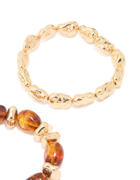 Gold Mixed Beaded Stretch Bracelets 2-Pack - link has visual effect only