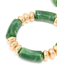 Green Marble Beaded Stretch Bracelets 2-Pack - link has visual effect only