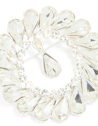 Silver Circular Diamante Drop Brooch - link has visual effect only