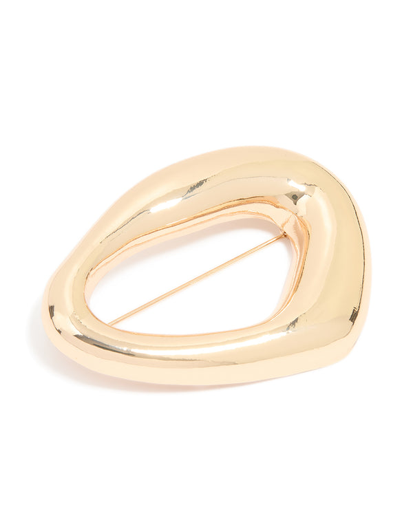 Gold Organic Oval Brooch