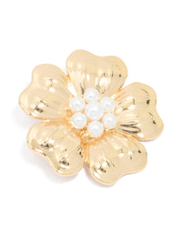 Gold Pearl Floral Brooch - link has visual effect only