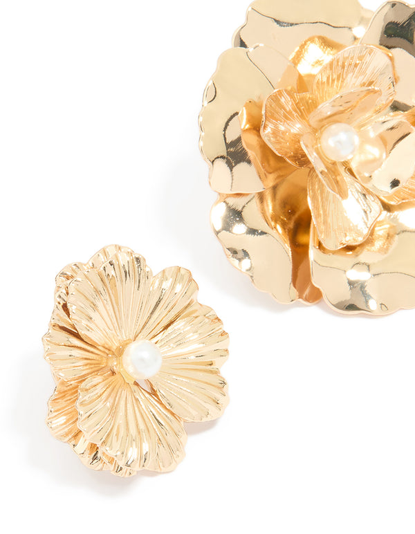 Gold Floral Brooches 3-Pack