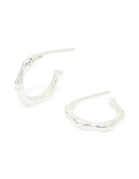 Sterling Silver Bamboo Hoop Earrings - link has visual effect only