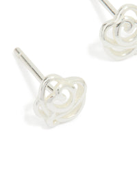 Sterling Silver Cubic Zirconia Rose Stud Earrings - link has visual effect only