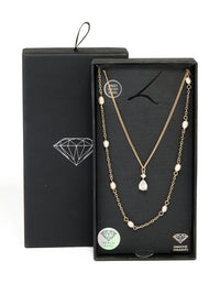 Gold Plated Freshwater Pearl & Diamante Layered Necklace - link has visual effect only