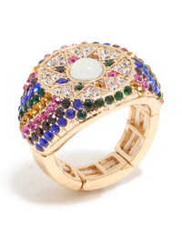 Gold Rainbow Diamante Chunky Star Ring - link has visual effect only