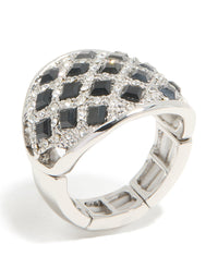 Silver Mini Black Triangles Ring - link has visual effect only