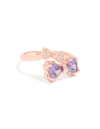 Rose Gold Cubic Zirconia Dainty Bow Ring - link has visual effect only
